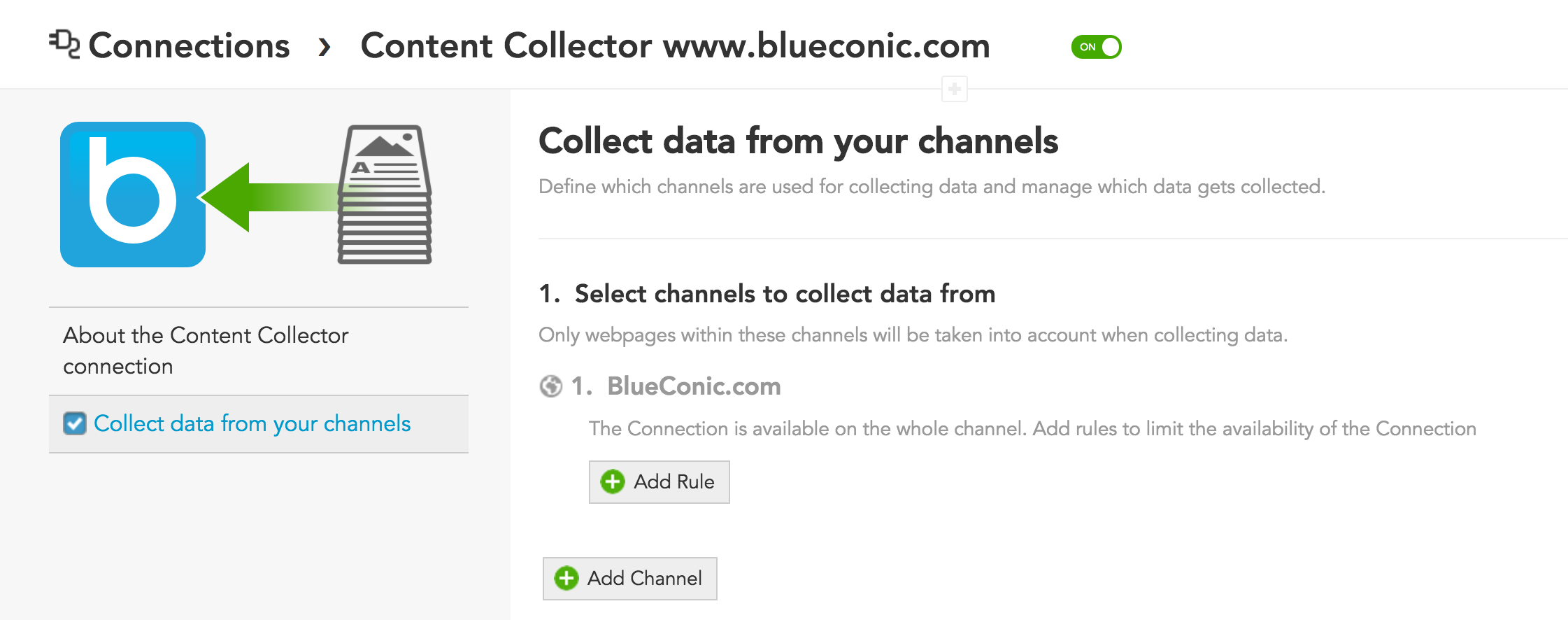 How to collect data in BlueConic to use for personalization, content recommendations, and individualized marketing; BlueConic content store