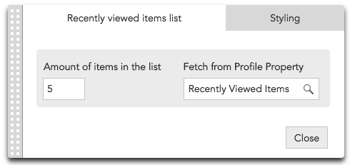 How do I display a recently viewed items list in the BlueConic customer data platform?