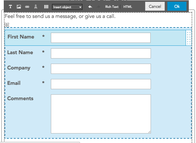 How to use the Form canvas in BlueConic to add content to a customer form