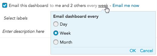 How do I schedule marketing metrics email reports via insights and dashboards in BlueConic?