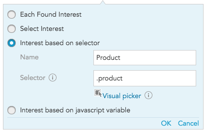 Example of using JQuery Selectors to track customer interests using Interest ranking in BlueConic