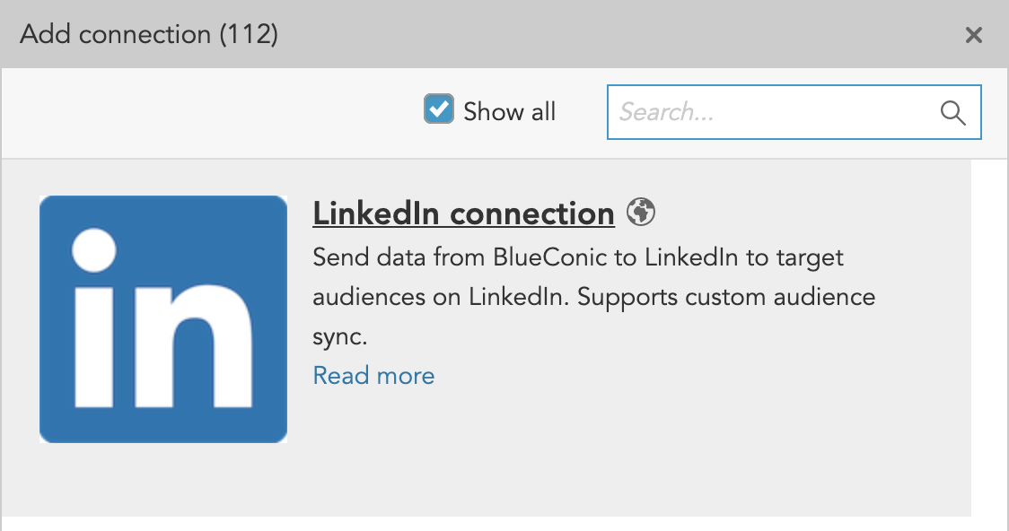 How do I create a connection between BlueConic and LinkedIn?