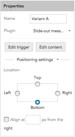 How to adjust positioning settings for a Slide-out message in BlueConic