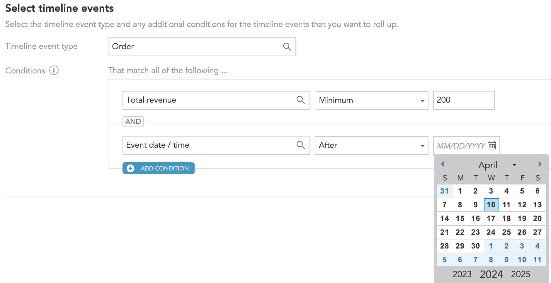 3Select Timeline Rollup Conditions BlueConic.png