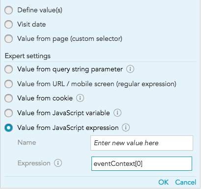 How to store javascript expressions and an event context in a customer profile in the BlueConic customer data platform (CDP)