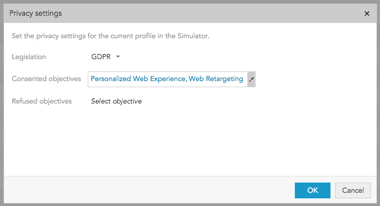 How do I see the persmission level and privacy settings for a certain profile in BlueConic?