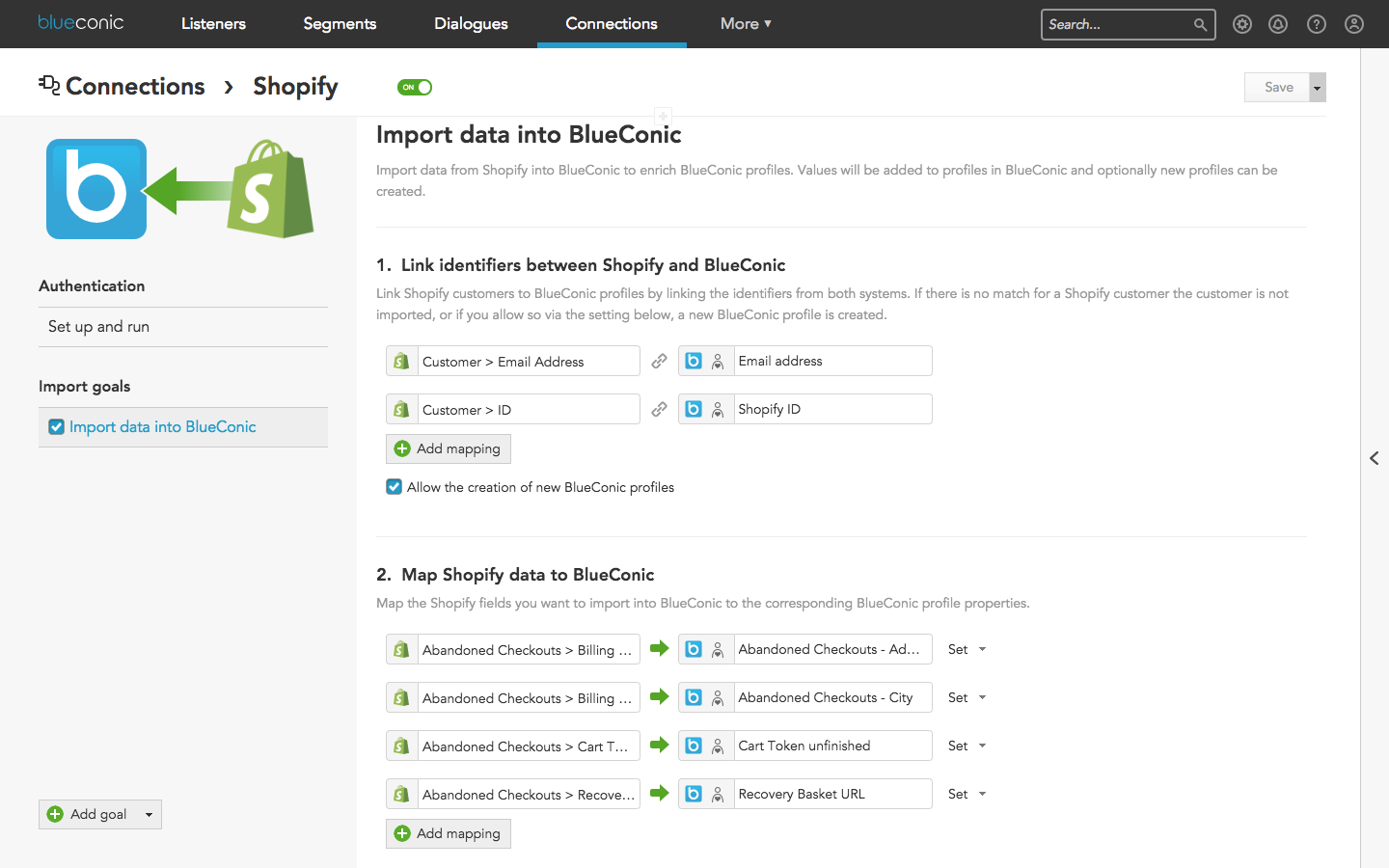 How to import Shopify data into BlueConic to sync order and shopping cart data with BlueConic profiles