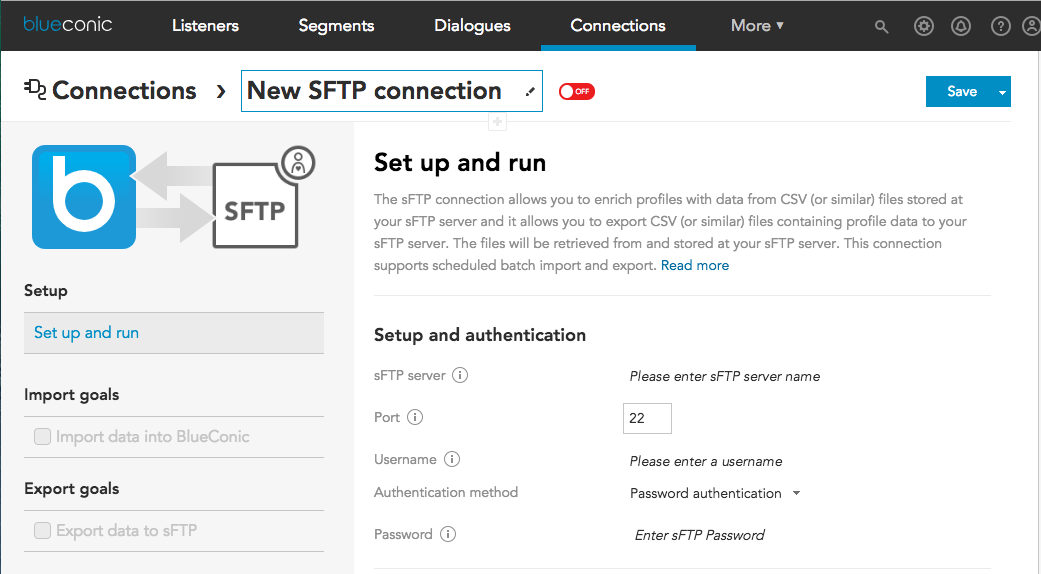 How to configure the SFTP Connection in BlueConic with customer profile data