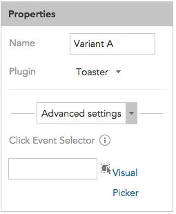 How to set advanced JavaScript display settings and set click events for a Toaster in BlueConic