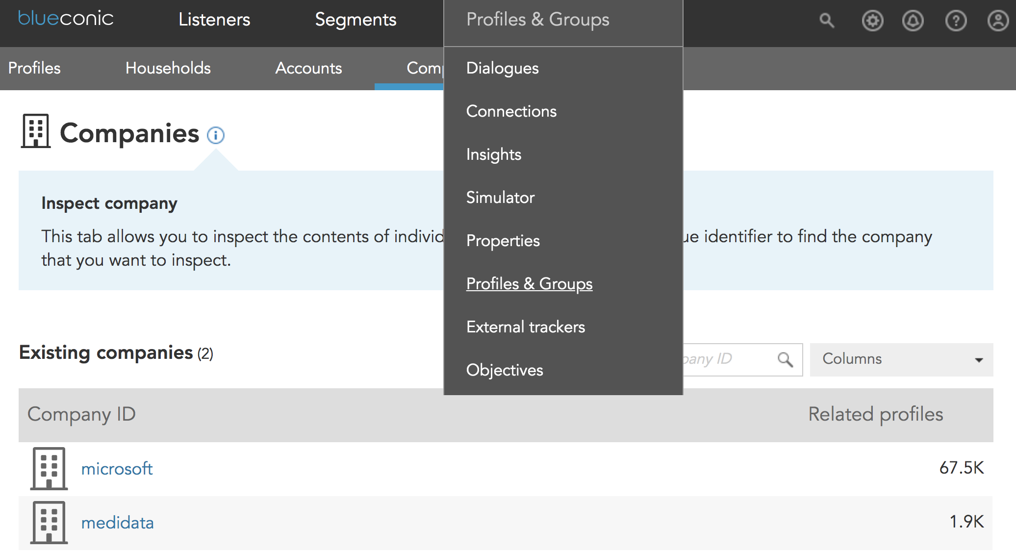 How do I manage group profiles in BlueConic?