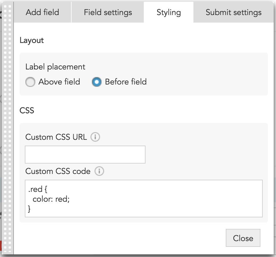 How to add click tracking and style options to a customer submit form in BlueConic