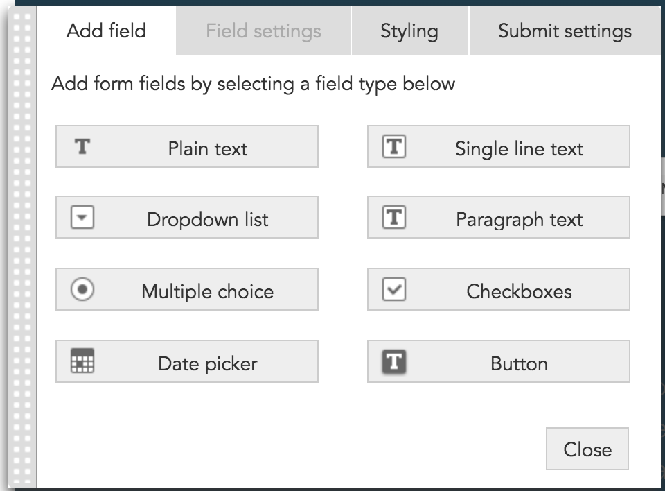 How to use the Forms Toolbar in BlueConic to add forms, form fields, and submit settings