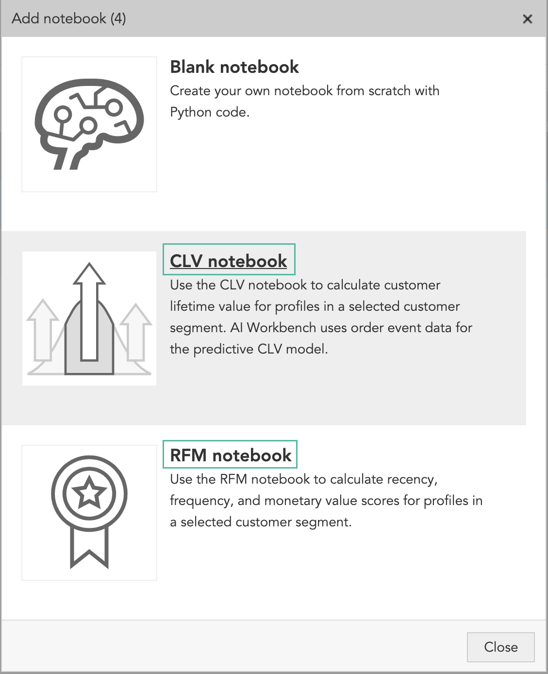 How to use AI marketing and AI machine learning to calculate CLV and RFM marketing models for customer segments in BlueConic CDP's AI Workbench