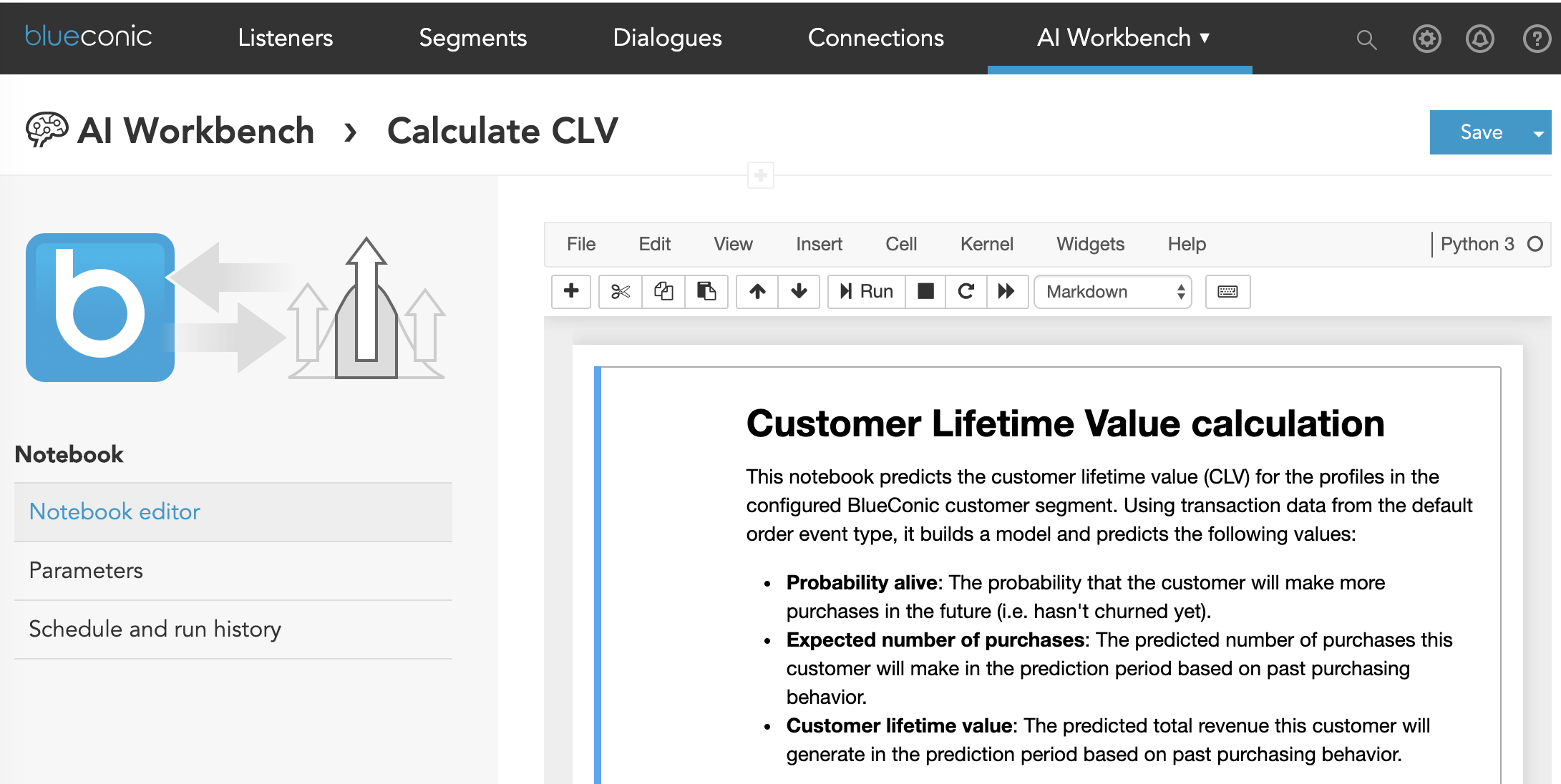 What is marketing predictive analytics? How can I use the BlueConic CDP to predict CLV and RFM scores based on AI marketing and machine learning with customer segments and profile data?