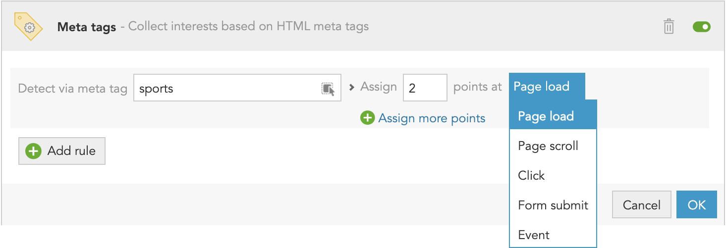 How to detect customer interests from HTML metadata and meta tags on page and on site with BlueConic