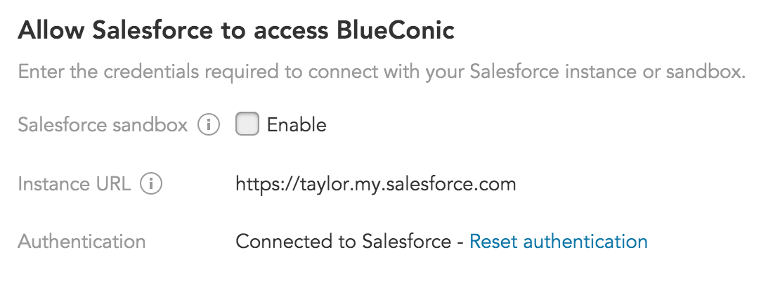 How do I set up a connection between the Salesforce Platform and BlueConic customer data platform?