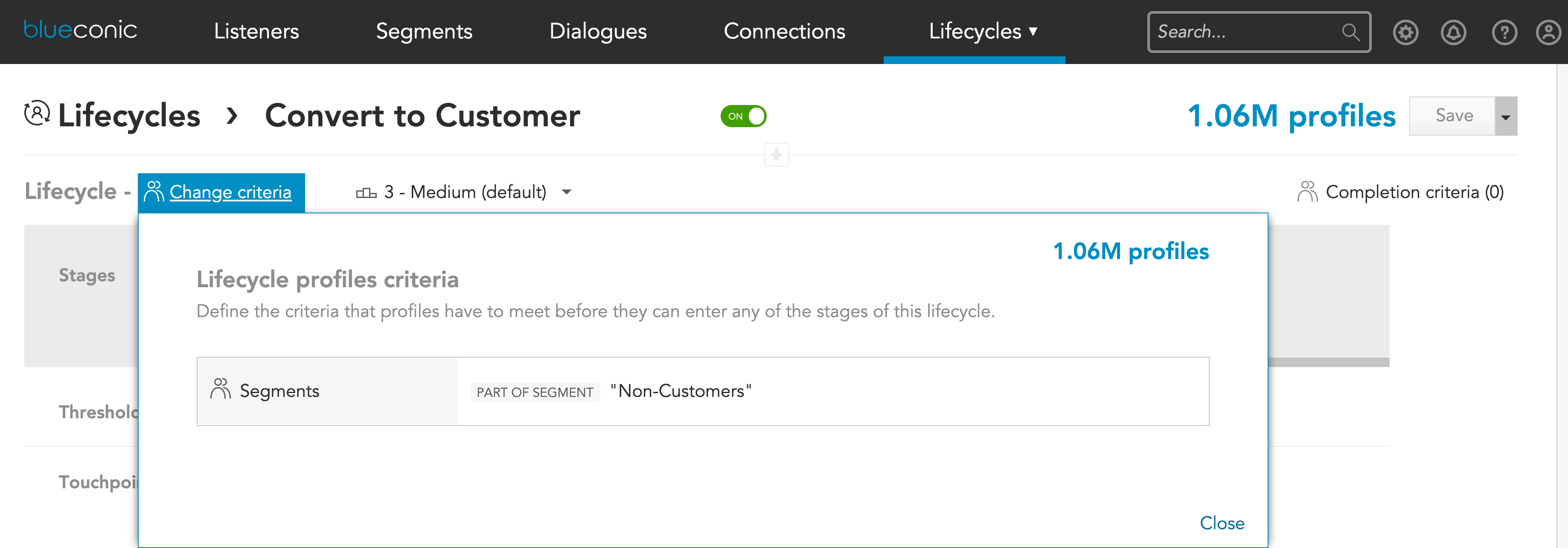 How to set customer audience parameters, segments, and audiences for BlueConic customer lifecycle stages