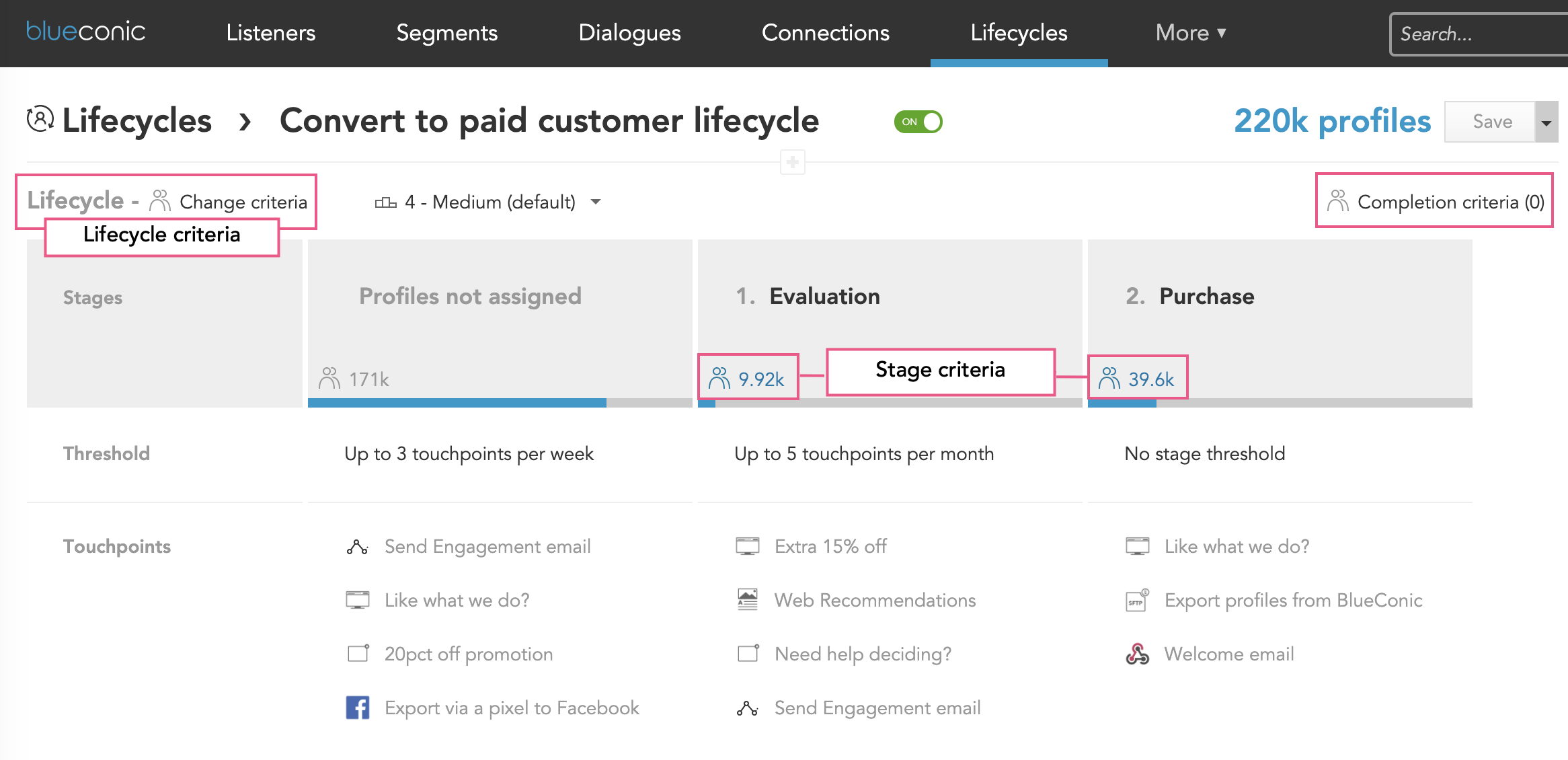 How to set Lifecycle audience criteria in BlueConic CDP customer lifecycle orchestration