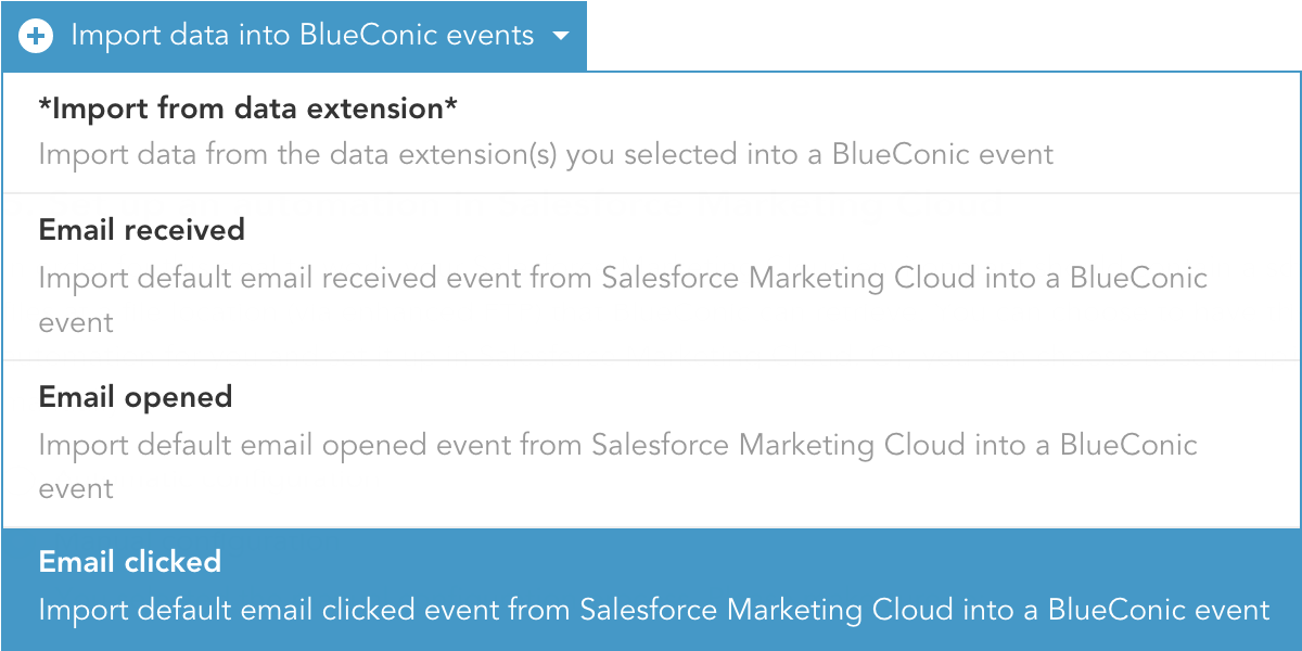 How to import SFMC email events to BlueConic