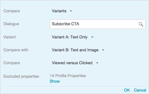 How to see which dialogue variants customers are viewing, clicking on, and converting through