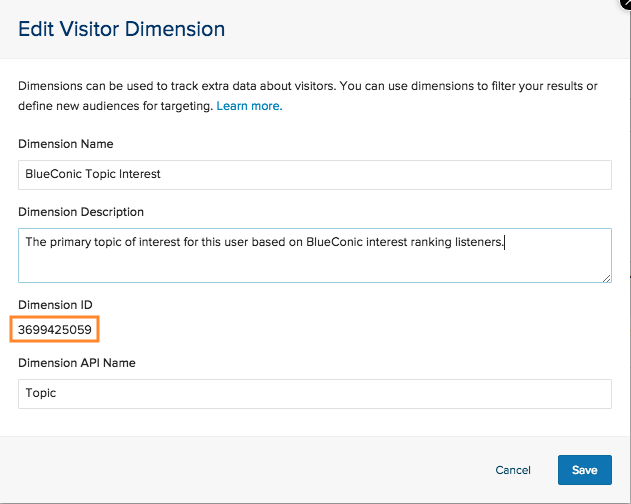How to use Optimizely dimensions to update BlueConic data
