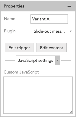 How to configure JavaScript settings for Slide-out messages in BlueConic